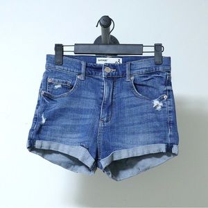 Garage Rolled Hem Retro High Waisted Denim Short Blue Size 03 (XS)